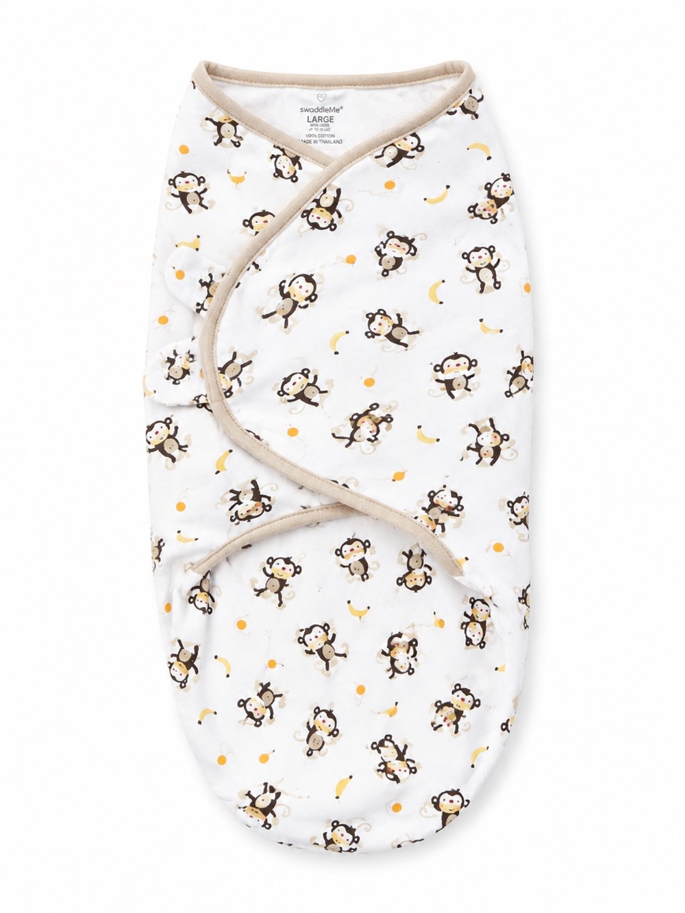 SwaddleMe Infant Swaddle Sack in White with Monkey Print